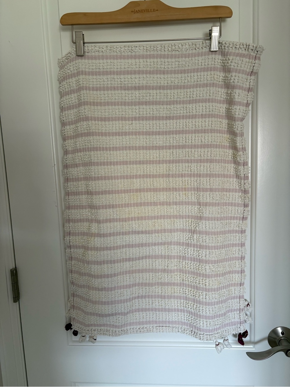 Anthropologie Pink and White Striped Textured Cotton Dish Towel